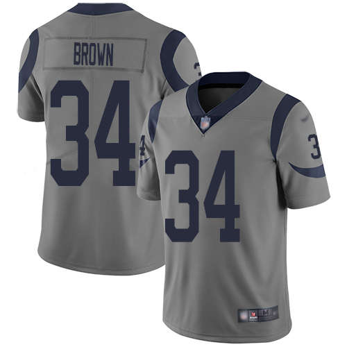 Los Angeles Rams Limited Gray Men Malcolm Brown Jersey NFL Football #34 Inverted Legend